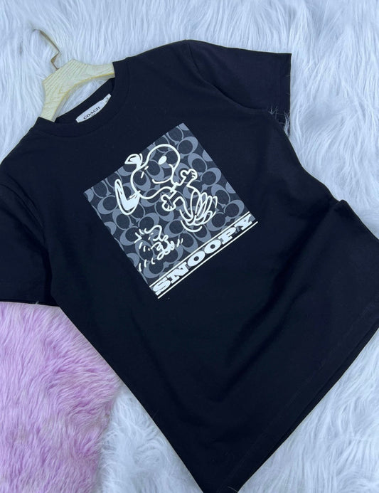 Coach X Peanuts Snoopy Signature Square T-Shirt Organic Pima Cotton for Women